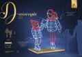 Infografika iluminacji LED Dziewczynki 2D – dekoracja świąteczna o wysokości 2,1 m i szerokości 1,55 m, dwie dziewczynki w zimowych ubraniach z czerwonymi czapkami i szalikami, rozświetlone 930 punktami LED z efektem skrzącego śniegu.