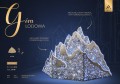 Wizualizacja Góry Lodowej 3D LED z wymiarami 305 × 450 × 200 cm i opisem cech: efekt skrzącego śniegu, metalowe zdobienia, 3370 punktów LED. Idealna dekoracja zimowa do przestrzeni miejskich.