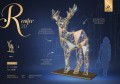 Infografika dekoracji świetlnej Renifer Geometryczny 2D – 1,8 m wysokości, 3 m szerokości, 3540 LED, lustrzane wykończenia i artystyczna forma konstrukcji.