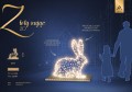 Infografika iluminacji Złoty Zając 2D – dekoracja LED 1,1 m x 0,9 m, 310 punktów LED, moc 13,5 W, lakierowana konstrukcja i efekt skrzącego śniegu.