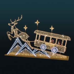 Iluminacja świąteczna wolnostojąca LED Świąteczna Kolejka 2D 3,21m wysokości AM-150034