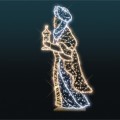 Iluminacja Król Melchior 2D – wysoka na 3,1 m dekoracja LED przedstawiająca jednego z Trzech Króli, elegancką postać w złotych detalach i turbanie, z darem w dłoniach, rozświetloną setkami migoczących punktów LED.