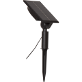 Panel solarny do girlandy LED na szpikulcu, czarny panel z regulowanym kątem nachylenia, widok produktu na czarnym tle.
