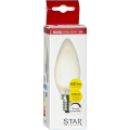 Opakowanie żarówki LED E14 C35 Frosted 4W 400 lm 2700K Warm White, ściemnialna, marka Star Trading.