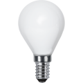 Żarówka LED E14 kulka matowa biała neutralna barwa światła, gładka powierzchnia, energooszczędne źródło światła do lamp i girland.
