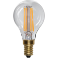 Dekoracyjna żarówka LED filament E14 w kształcie A60 z przezroczystą bańką i czterema filamentami LED w stanie wyłączonym. Żarówka retro do lamp stołowych, świeczników i opraw dekoracyjnych.