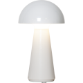 Lampa stołowa LED MUSHROOM w białej obudowie, kompaktowe oświetlenie akumulatorowe do domu, ogrodu i na taras.