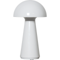 Lampa stołowa LED MUSHROOM w białej obudowie, kompaktowe oświetlenie akumulatorowe do domu, ogrodu i na taras.