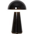 Czarna lampa stołowa LED MUSHROOM z zaokrąglonym kloszem i smukłą podstawą, nowoczesne oświetlenie dekoracyjne.