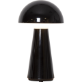 Czarna lampa ogrodowa LED MUSHROOM z kopułowym kloszem, kompaktowa konstrukcja do ustawienia na stole.