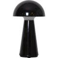 Lampa stołowa LED MUSHROOM z szerokim kloszem kierującym światło w dół, minimalistyczna czarna obudowa.