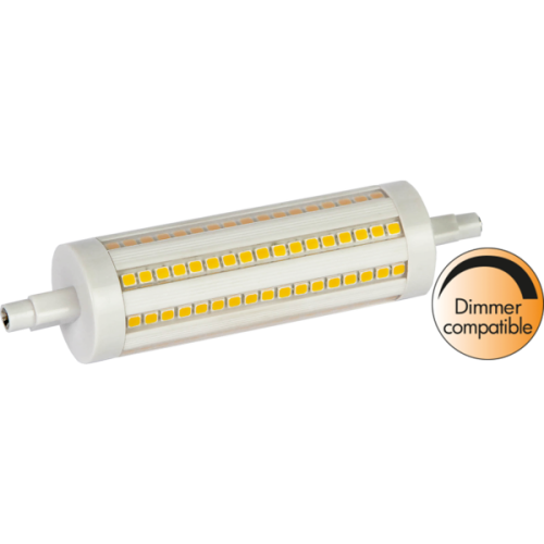 Żarówka LED liniowa R7S, z diodami SMD rozmieszczonymi wokół korpusu, ściemnialna, do lamp stojących i opraw halogenowych.