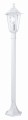 Biała lampa ogrodowa LATERNA 5 o wysokości 103 cm, z klasycznym latarniowym kloszem i smukłym słupkiem.