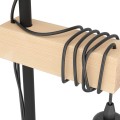 Lampa TOWNSHEND z dwoma jasnymi drewnianymi uchwytami, wokół których owinięto czarne przewody zakończone oprawkami E27.
