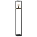 Lampa podłogowa LIBERTAD z wysoką prostokątną metalową ramą w kolorze czarnym i pojedynczą żarówką w górnej części.