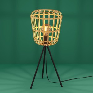 Lampa stołowa MONTEZUELO drewniana naturalny czarny E27