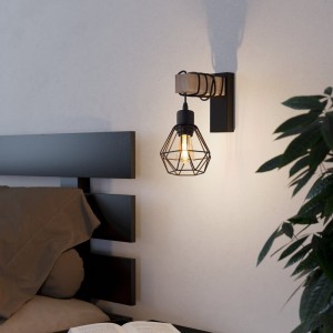 Kinkiet ścienny TOWNSHEND 5 drewno metal brązowy czarny E27