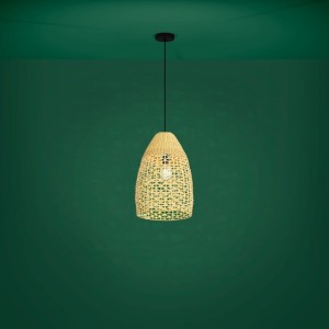 Lampa wisząca SAMBUCONA drewniana naturalny E27