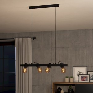 Lampa wisząca PLIMSOLL metal drewno czarny E27
