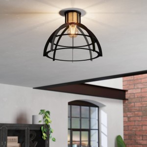Lampa sufitowa STILLINGTON metal drewno czarny brązowy E27