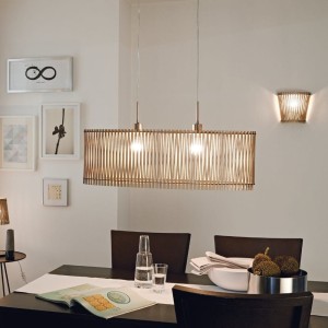 Lampa wisząca SENDERO drewniana klon nikiel mat E27