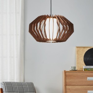 Lampa wisząca RUSTICARIA drewno szkło brązowy biały E27