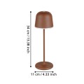 Lampa ogrodowa MANNERA LED w kolorze kasztanowym z przedstawionymi wymiarami klosza, podstawy i całej konstrukcji.