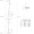Metalowa lampa ARANZOLA z czarnym zaokrąglonym kloszem skierowanym w dół oraz wysokim, lekko pochylonym słupkiem.