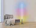 Podłogowa lampa LED PICACHA 13,5 W z wielokolorowym oświetleniem RGB, smukłym profilem i możliwością sterowania pilotem.