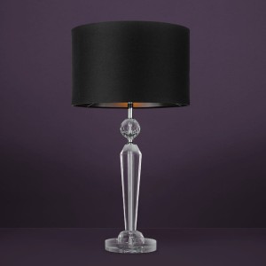 Lampa stołowa PASIANO 1 tkanina szkło czarny chrom transparentny E27