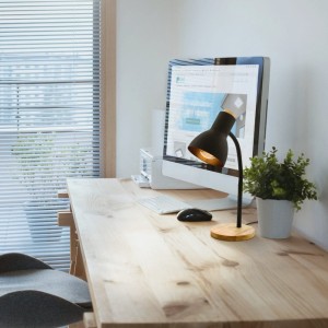 Lampa stołowa VERADAL metal drewno czarny brązowy E27