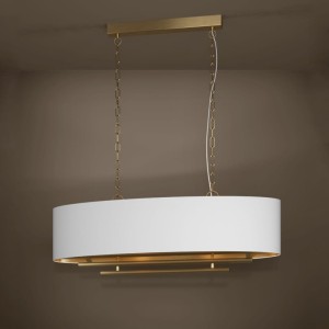 Lampa wisząca PINETARA tkanina biały mosiądz E27