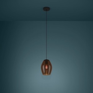 Lampa wisząca ESTANYS 1 szklana brązowo-przezroczysty czarny E27