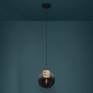 Lampa wisząca MILLENA szklana czarno-szaro-transparentny E27