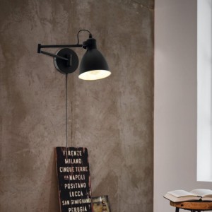 Kinkiet ścienny SAN PERI metalowy czarny biały E27 ruchome ramie