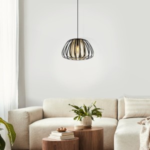 Lampa wisząca ENCINITOS metalowa czarny złoty E27