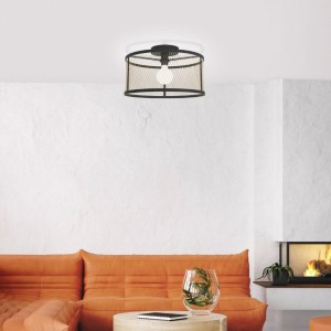 Lampa sufitowa DELLOW metalowa czarny mosiądz E27