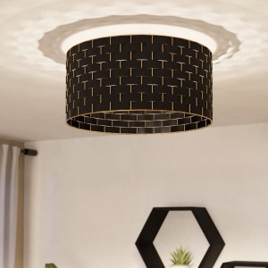 Lampa sufitowa MARASALES tkanina czarny mosiądz E27