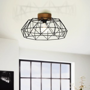 Lampa sufitowa PADSTOW metal drewno czarny naturalny E27