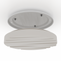 Lampa sufitowa LED FERENTINO pokazana od strony mocowania, z okrągłą podstawą i białym panelem świetlnym umieszczonym poniżej.