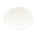 Biała lampa sufitowa LED FRANIA-S 15W o okrągłej, płaskiej formie z jednolitą powierzchnią świetlną i subtelnym efektem kryształu.