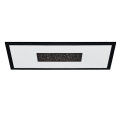 Lampa sufitowa LED MARMORATA 17W i 9W o kwadratowej czarnej formie, z jasną ramką LED oraz centralnym punktem świetlnym.