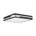 Lampa sufitowa LED GENOVESE-Z o kwadratowej formie z zaokrąglonymi narożnikami, czarną obudową i białą powierzchnią świetlną.