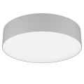 Lampa sufitowa LED ROMAO-Z 35W o okrągłej formie, z jasnoszarą obudową i dużym białym panelem świetlnym od spodu.