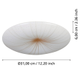Lampa sufitowa LED NIEVES 1 przedstawiona z profilu wraz z oznaczeniami wymiarów, ukazującymi średnicę i wysokość zaokrąglonego klosza.