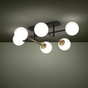 Lampa sufitowa PAZ szkło metal biały czarny mosiądz szczotkowany E14
