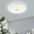 Lampa sufitowa LED NIEVES 1 19,5W z dekoracyjnym białym kloszem, świecąca ciepłym białym światłem 3000K na suficie.