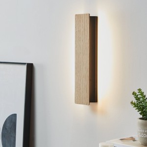 Kinkiet ścienny Led ZUBIALDE 12W Biała ciepła 3000k drewno metal