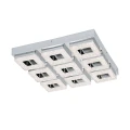 Kwadratowa lampa sufitowa LED FRADELO z dziewięcioma modułami świetlnymi rozmieszczonymi symetrycznie w układzie trzech rzędów.