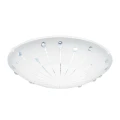 Lampa sufitowa LED MARGITTA 1 z okrągłym szklanym kloszem i dekoracyjnymi kryształowymi elementami rozmieszczonymi wewnątrz oprawy.